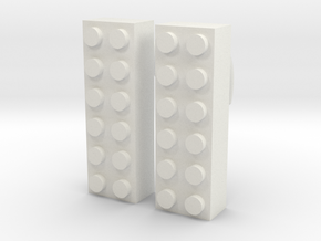 2x6 Brick Earring 2g in White Natural Versatile Plastic