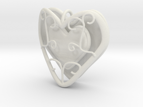 Heart Container Pendant in White Natural Versatile Plastic