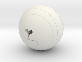 Helix Sphere with heart motif in White Natural Versatile Plastic