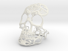 Skull sculpture Tribal Sugar 100mm in White Natural Versatile Plastic