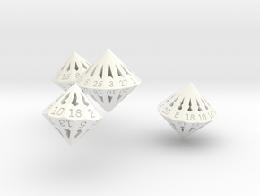 Regular Dipyramidal Dice Set in White Processed Versatile Plastic