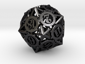 Steampunk Gear D20 in Polished and Bronzed Black Steel