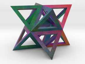 Colorful Stellated Octahedron Frame in Full Color Sandstone