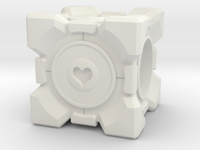 Companion Cube Pandora style Bead in White Natural Versatile Plastic