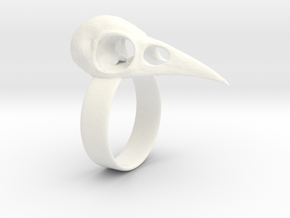 Realistic Raven Skull Ring - Size 7 in White Processed Versatile Plastic
