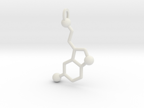Serotonin Molecule in White Natural Versatile Plastic