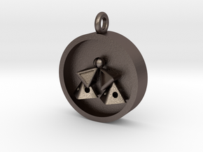 Pyramid Kiss Pendant in Polished Bronzed Silver Steel