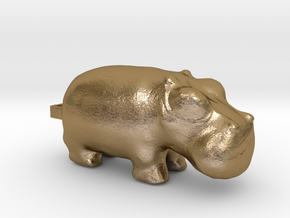 3000 BC Hippo Small Pendant in Polished Gold Steel
