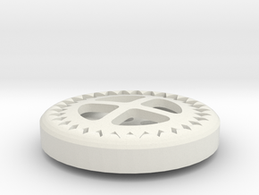 Gear Button in White Natural Versatile Plastic