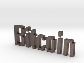 Bitcoin 3D in Polished Bronzed Silver Steel