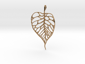 Heart Shaped Leaf Pendant: 5cm in Polished Brass