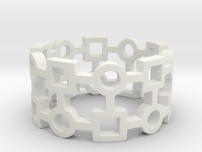 Circles & Squares Ring  in White Processed Versatile Plastic