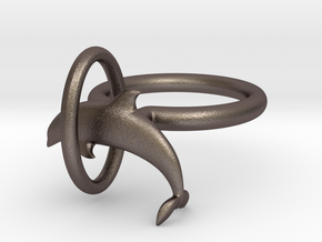 Dolplin Ring(US Size9) in Polished Bronzed Silver Steel