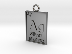 Silver Periodic Table Pendant in Fine Detail Polished Silver