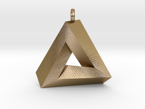 Penrose Triangle - Pendant (3cm | 2.5mm O-Ring) in Polished Gold Steel