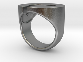 Helvetica E Ring in Natural Silver