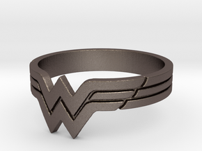 Wonder Woman Ring, Size 7 in Polished Bronzed Silver Steel