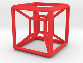 SCULPTURE: HyperCube Base for 48mm 3d-Cross in Red Processed Versatile Plastic