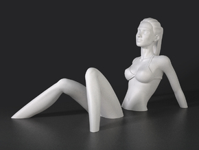 Sinking Girl Art Sculpture in White Natural Versatile Plastic