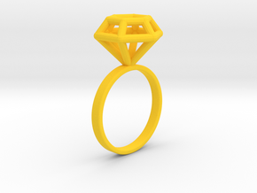 Wireframe Diamond Ring (size 7) in Yellow Processed Versatile Plastic