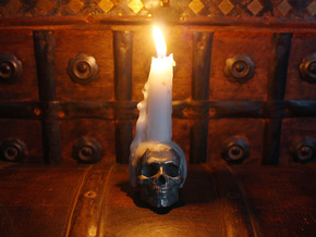 Yorick Skull Candle Holder in Polished Bronzed Silver Steel