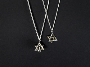 Star Tetrahedron double-pendant in Fine Detail Polished Silver