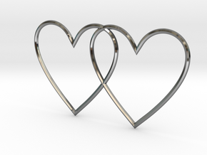 Hearts together in Fine Detail Polished Silver