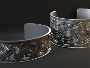 Intertwined Dragon Bracelet - 1 row ver 3 in Polished Silver