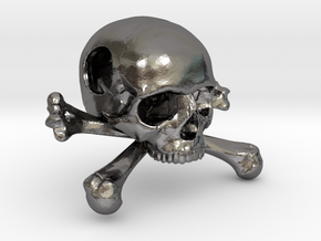25mm 1in Bead Skull & Bones Pendant Crane in Polished Nickel Steel