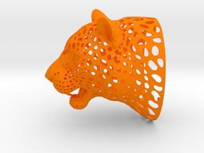Leopard Head sculpture. WT-1. 15 cm in Orange Processed Versatile Plastic