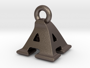 3D Monogram Pendant - AAF1 in Polished Bronzed Silver Steel