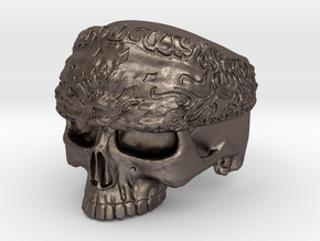 WR Ring Skull Bandana - Size 9.5 in Polished Bronzed Silver Steel
