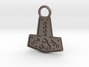 Mjolnir Pendant / Keychain in Polished Bronzed Silver Steel
