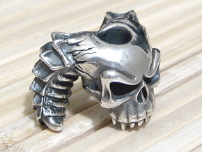 Silver Skull Bead - Demon in Natural Silver