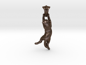Cat Pendant in Polished Bronze Steel