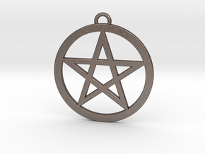 Pentacle Pendant 5cm in Polished Bronzed Silver Steel