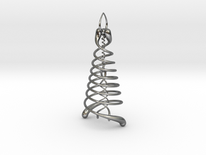Double Helix Pendant in Polished Silver
