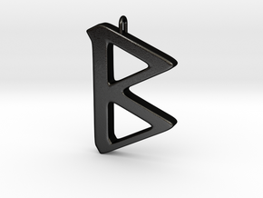 Rune Pendant - Beorc in Matte Black Steel