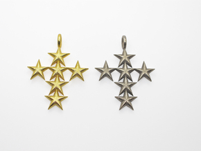 StarCross Big Pendant in Polished Gold Steel