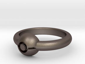 Pokeball Ring-Thin Band (Edit size in description) in Polished Bronzed Silver Steel