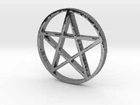 Pentagram (Pentacle) in Fine Detail Polished Silver