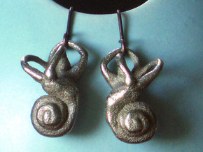 Inner Ear / Cochlea Earring Pair (left & right) in Polished Bronzed Silver Steel