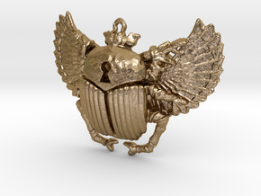 3D printed Winged Scarab in Polished Gold Steel