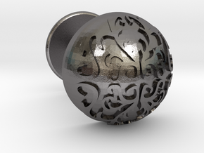 Button Cuff in Polished Nickel Steel