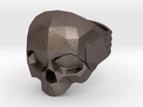 Polygonal Skull Ring  in Polished Bronzed Silver Steel