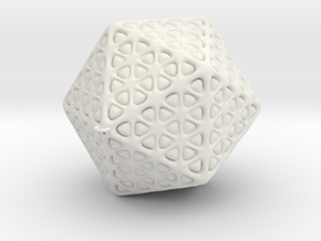 Icosahedron Christmas Tree Ornament in White Natural Versatile Plastic