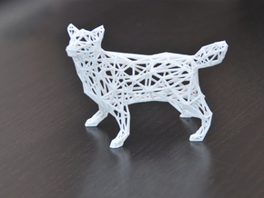 Low Poly Wireframe Husky [8cm Tall] in White Natural Versatile Plastic