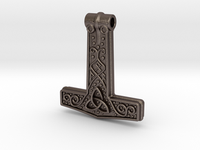 Thor hammer in Polished Bronzed Silver Steel