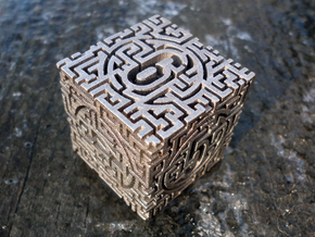 Labyrinthine d6 in Polished Bronzed Silver Steel