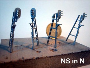N NS hoog lichtsein LINKS met P, 4 stuks in Tan Fine Detail Plastic